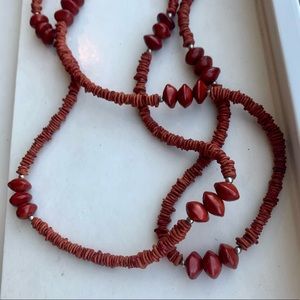 Red shell, hand-beaded necklace